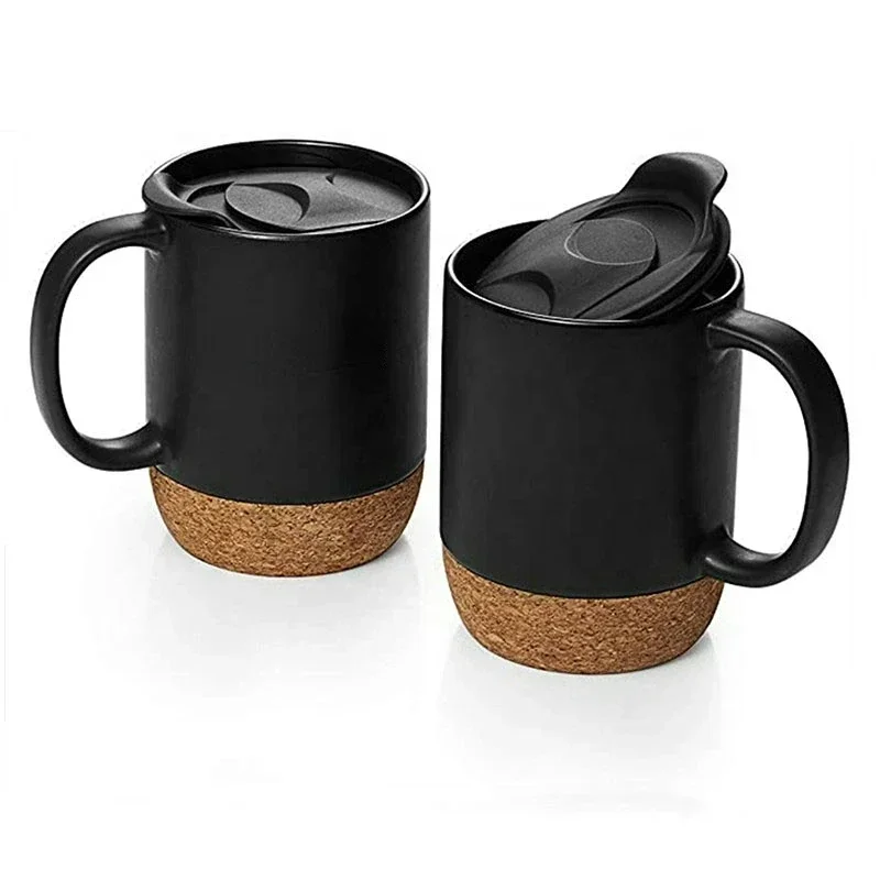 Sublimation Mug White - 코르크 바닥 15온스 승화 무광택 블랙/화이트