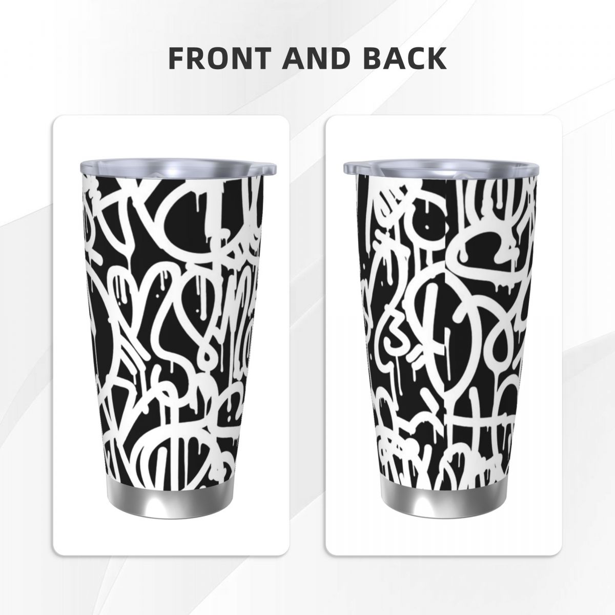 흑백 그래피티 스테인리스 스틸 텀블러 진공 단열 머그  - Tumbler 20Oz White 리뷰 및 가격