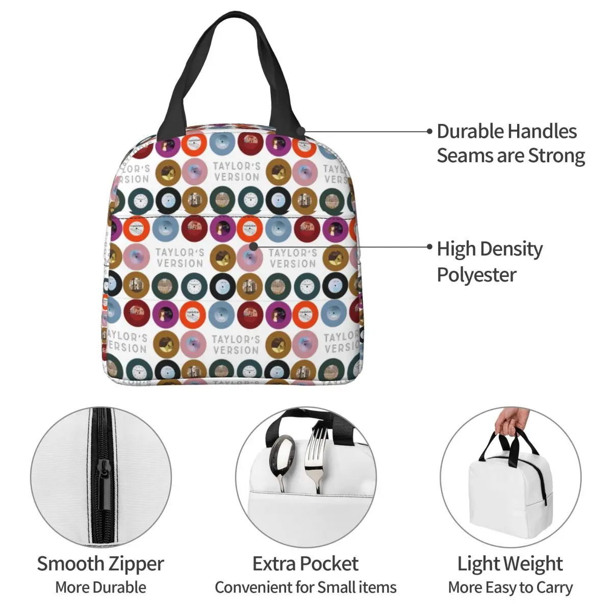 테일러 버전 에라스 투어 앨범 여성용 절연 도시락 가방 - Tote Bag Sublimation 리뷰 및 가격