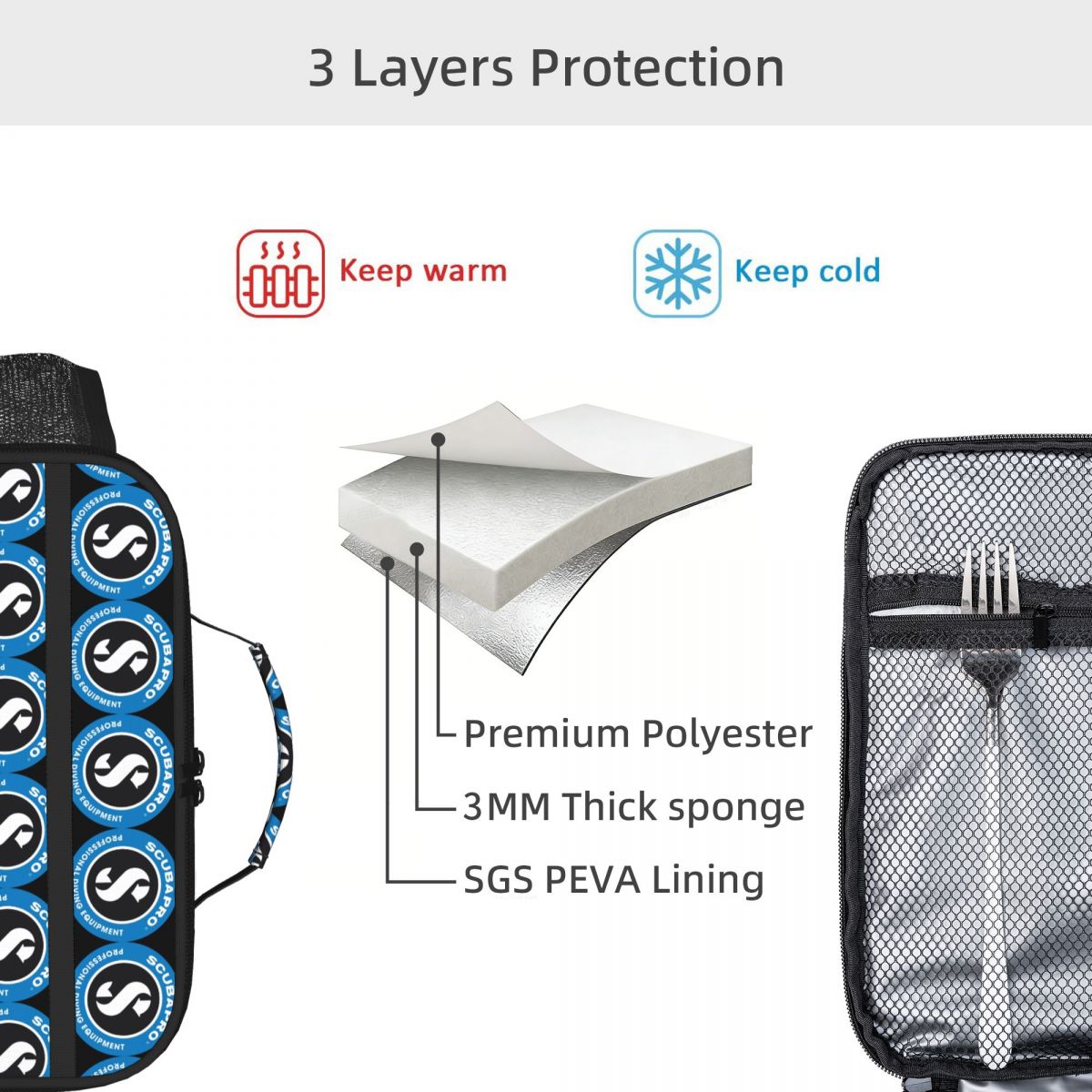Scubapros 다이빙 로고 어린이를위한 절연 점심  - Tote Bag Sublimation 리뷰 및 가격