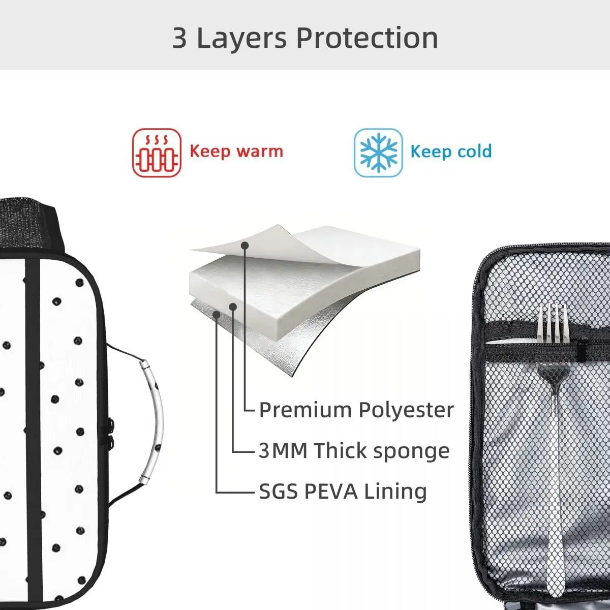 블랙 화이트 폴카 도트 절연 도시락 가방 여성용 어린이 - Tote Bag Sublimation 리뷰 및 가격