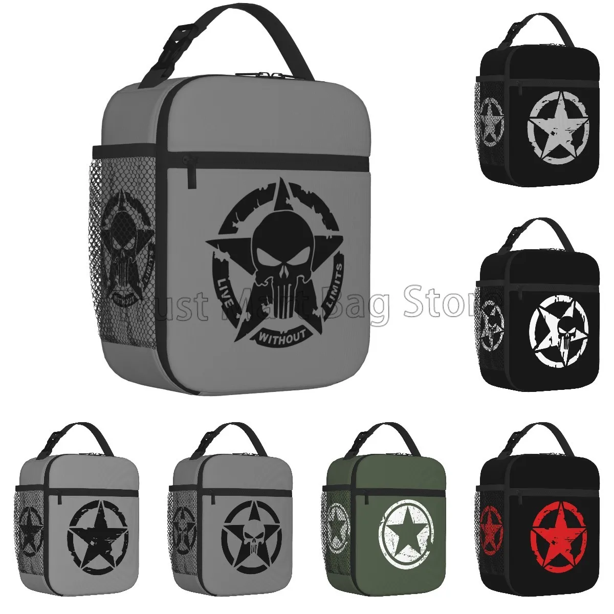 군사 전술 해골 스타 절연 점심 가방 휴대용 방수 도시 - Tote Bag Sublimation 리뷰 및 가격