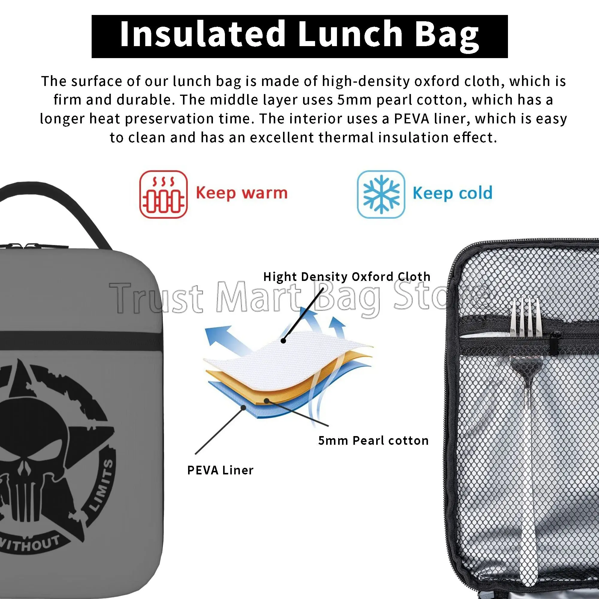 군사 전술 해골 스타 절연 점심 가방 휴대용 방수 도시 - Tote Bag Sublimation 리뷰 및 가격